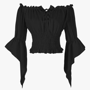 Black Off-Shoulder Smocked Top